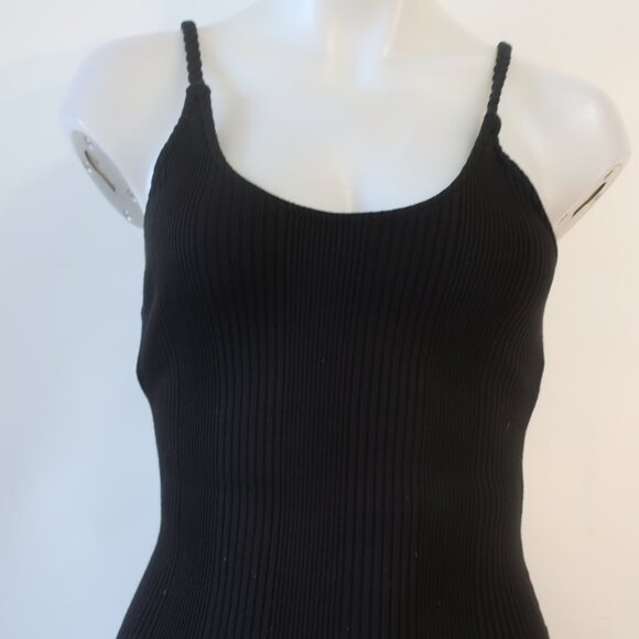 Womens The Range Black Braided Straps Scoop Neck Ribbed Jersey Midi Tank Dress S - Picture 4 of 15